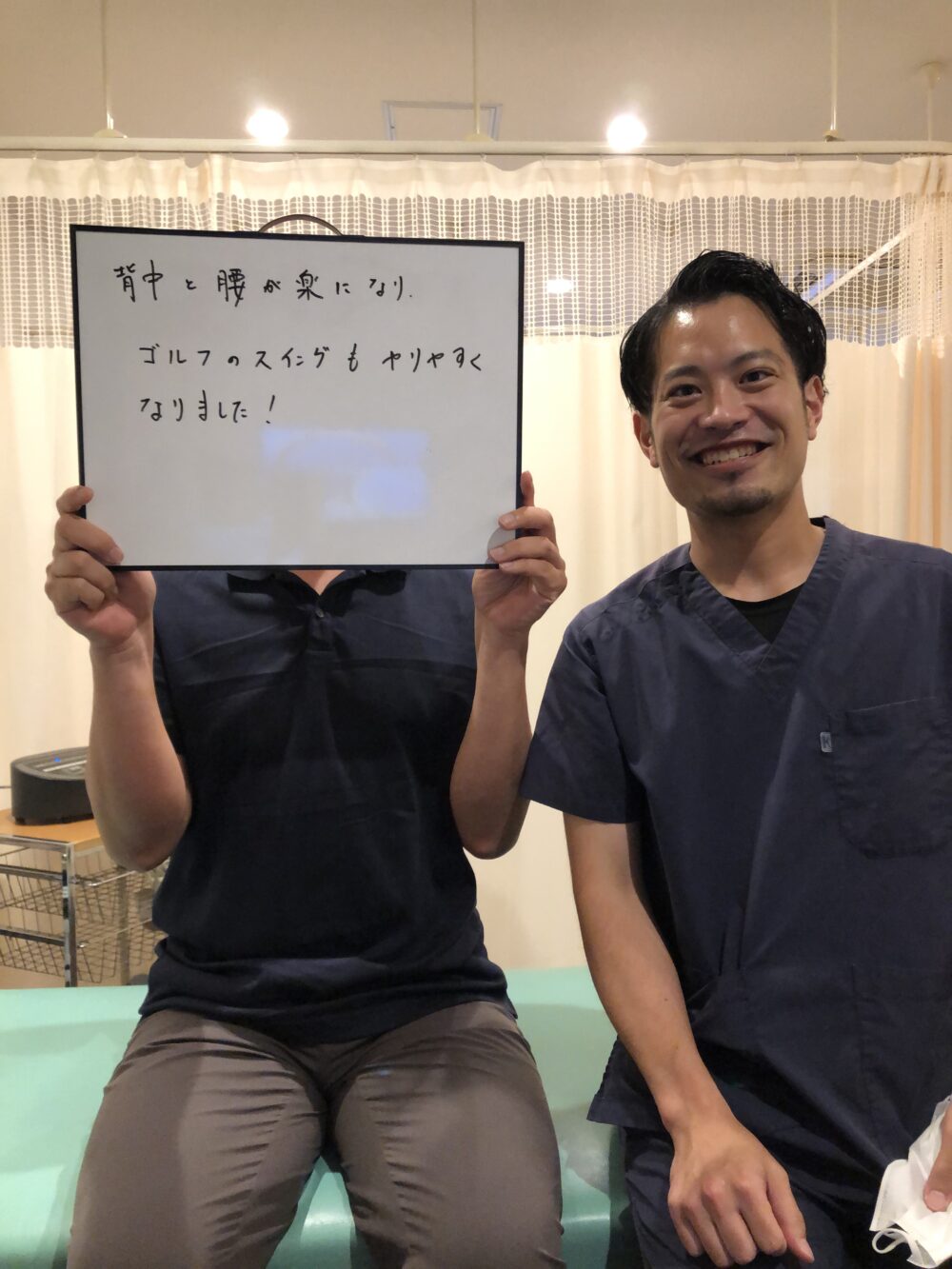 3回の継続施術で「背中と腰が楽に、ゴルフのスイングもやりやすく」── 広島市西区たかす院のてあつい整体院 T様のゴルフ動作×体幹回旋の経過記録